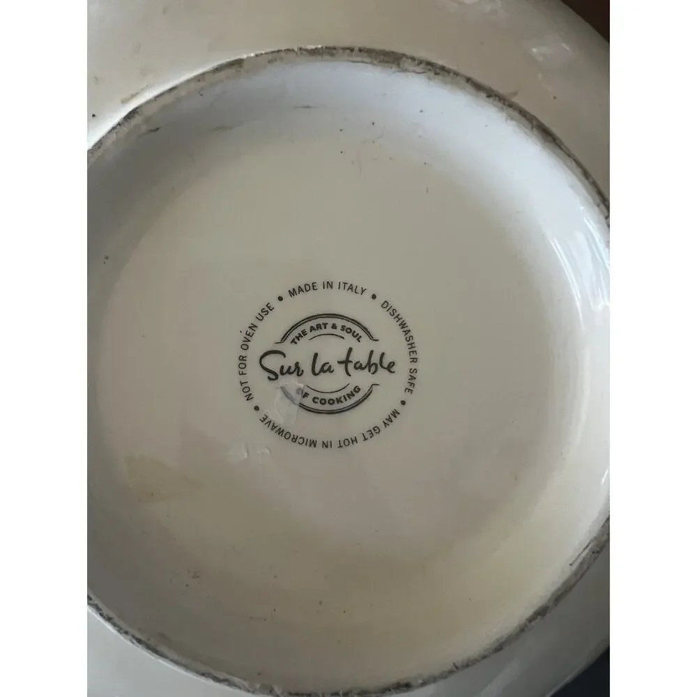 Sur La Table Figs Fruit Print 13” Serving Bowl 5” Tall Red White